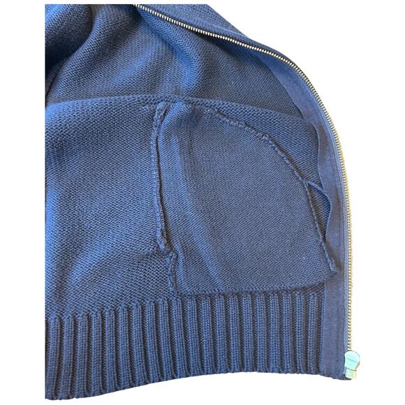 EUC Ralph Lauren 100% Cotton Knit Full Zip Hoodie Sweater Navy Size Small - Picture 10 of 14